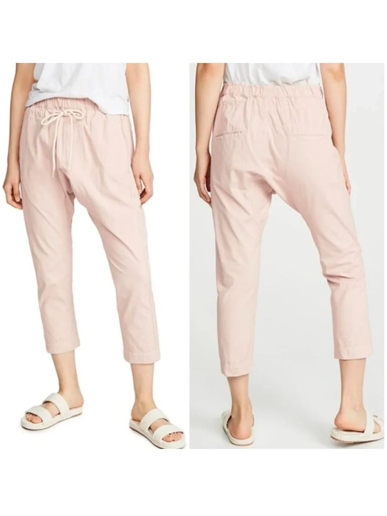 New Bassike Blush Elastic Waist Pull On Drawstring Original Panel Slouch Pants